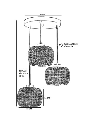 Tıger 3 Lü Tepsili Rattan Sarkıt 8575-3 - 5