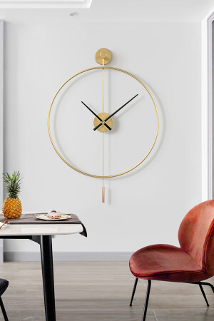 Tiktok Xxl 90 Cm Gold, Modern Dekoratif Sarkaçlı Metal Duvar Saati AGA01078 - 5