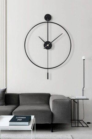 Tiktok Xxl 90 cm schwarz, moderne dekorative Metallwanduhr mit Pendel AGA01077 - 3