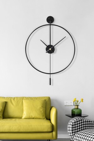 Tiktok Xxl 90 cm schwarz, moderne dekorative Metallwanduhr mit Pendel AGA01077 - 4