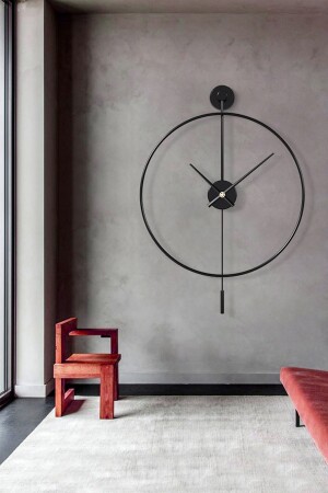 Tiktok Xxl 90 cm schwarz, moderne dekorative Metallwanduhr mit Pendel AGA01077 - 6