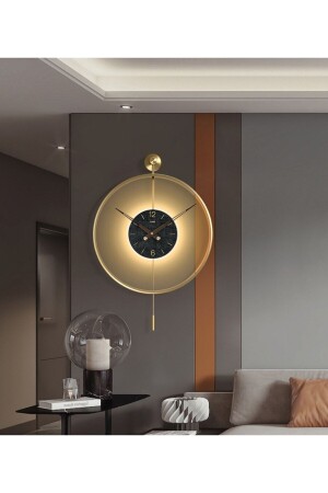 Timelles Gold (pilli Led ) Siyah Göbek 60 Çap ,(QUARTZ MEKANİZMALI) Modern Metal Duvar Saati Meta-040140044 - 1