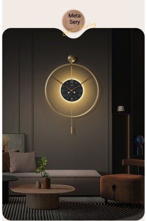 Timelles Gold (pilli Led ) Siyah Göbek 60 Çap ,(QUARTZ MEKANİZMALI) Modern Metal Duvar Saati Meta-040140044 - 6