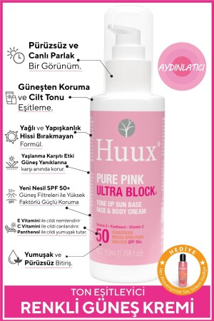 Ton Eşitleyici Aydınlatıcı Güneş Kremi Spf50- & Ultra Power Block Tone Up Base Pure Pink 50 Ml 003 - 2