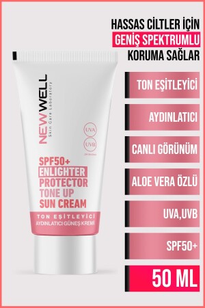 Ton Eşitleyici yüksek Koruma Etkili Spf50- Aydınlatıcı Pembe Yüz Güneş Kremi 50 Ml T1000 - 2