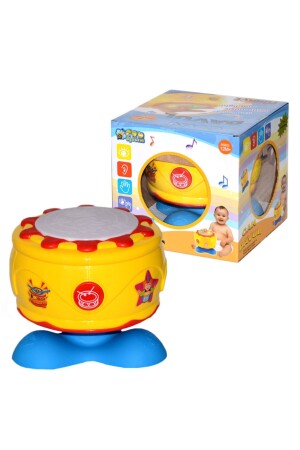 Ton- und Licht-Rock-Trommel, batteriebetrieben, gelbes Musikinstrument, pädagogisches Spaß-Spielzeug für Babys und Kinder - 2