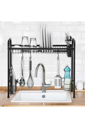 Top Dish Drying Rack Küchenaufbewahrung Arbeitsplatten-Organizer (70 cm mit beweglichen Haken) SM114B - 3