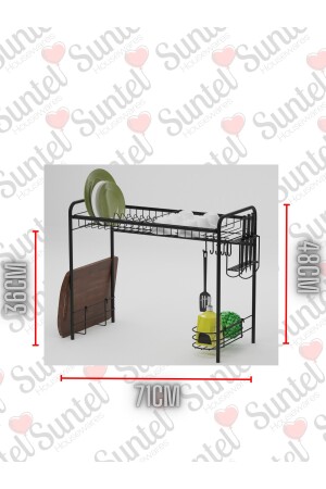 Top Dish Drying Rack Küchenaufbewahrung Arbeitsplatten-Organizer (70 cm mit beweglichen Haken) SM114B - 7