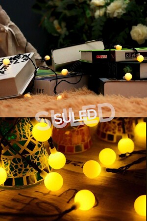 Top Led Sarı Dekor Led Yılbaşı Led Işıkları 5mt Işıkları Top Dize Işıklar Masa Dekorasyon Noel Işık - 8