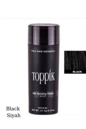 Topik Saç Dolgunlaştırıcı Fiber Siyah (BLACK) 27.5 G Hair Building Fibers 3 Adet Alana Tarak Hediye - 3