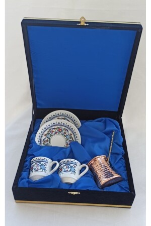 Topkapi-Porzellantassen-Set mit samtverpackter Kupfer-Kaffeekanne 0202 - 2