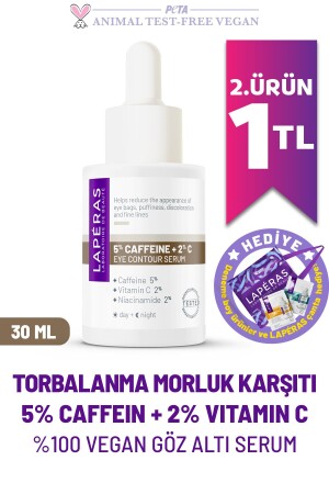 Torbalanma Morluk Karşıtı 5% Caffein 2% Vitamin C Aydınlatıcı Kafein Vegan Göz Altı Serumu - 2