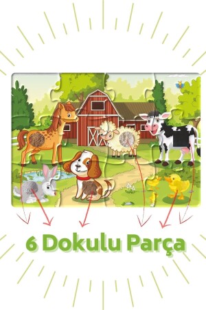 Touch-and-Feel-Puzzle-Set mit 2 Stück (MEIN BAUERNHOF UND WALD-ABENTEUER) Insgesamt 24 Teile, davon 12 mit Textur. BON81018095 - 5