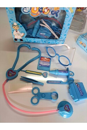 Toy Doctor Set mit Tasche, Behandlungsausrüstung, 11-teilig, Brille, Stethoskop, Kartenhalter, Injektor, 18 x 24 cm - 3