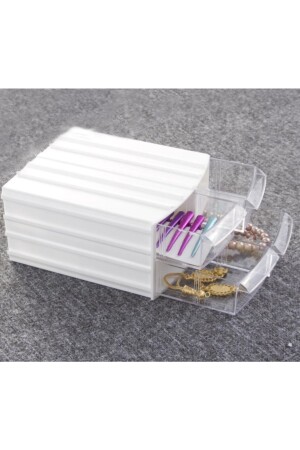 Transparente Schubladen-Organizer-Box mit 4 Schubladen, Dremel-Gravur, Perlen-Schmuck-Aufbewahrungsbox, Organizer-4 - 3