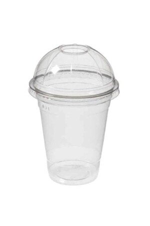 Transparenter Kunststoffbecher mit Deckel, 300 ml, Milchshake-Glas, 100 Stück - 4