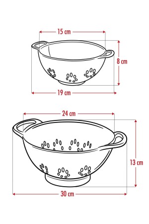 Transparentes 2-teiliges Siebset aus Acryl (Nudel- und Reissieb) - 9