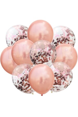 Transparentes und roségoldenes Metallic-Ballon-Set mit roségoldenem Konfetti, 20 Stück 30 cm große, sichtbare Paillettenballons - 2