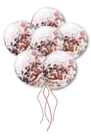 Transparentes und roségoldenes Metallic-Ballon-Set mit roségoldenem Konfetti, 20 Stück 30 cm große, sichtbare Paillettenballons - 4