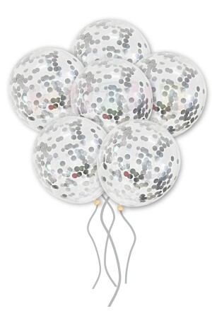 Transparentes und silbernes Metallic-Ballon-Set mit silbernem Konfetti, 20 Stück, 30 cm, sichtbare graue Pailletten-Ballon-Pailletten - 4