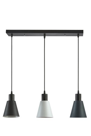 Trend Moderne dekorative Café-Küche Wohnzimmer Anthrazit Weiß Schwarz Farbe 3-teilige Reihe Pendelleuchte Kronleuchter TRENDSBLACK3LE - 2