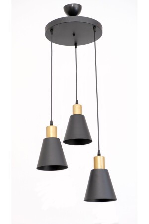 Trend Moderne Pendelleuchte Metall Schwarz Farbe Café – Esstischplatte – Wohnzimmer 3-teiliger Kronleuchter LA155523000017 - 2