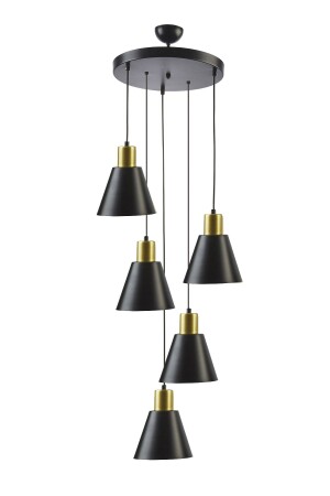 Trend modernes Design, schwarze Metall-Pendelleuchte, Café – Esstisch oben – Wohnzimmer, 5-teiliger Kronleuchter LA155523000016 - 1