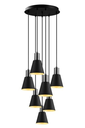 Trend Special Design Sports Moderne Metallkopf-Pendelleuchte Schwarz Cafe – Küche 7-teiliger Kronleuchter btrend - 2