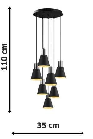 Trend Special Design Sports Moderne Metallkopf-Pendelleuchte Schwarz Cafe – Küche 7-teiliger Kronleuchter btrend - 4