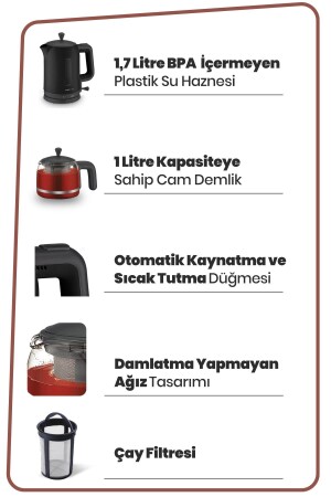 Trendcamelia 2200 Watt Cam Demlikli Bpa Içermeyen Çay Makinesi Ve Su Isıtıcısı - 9