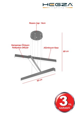 Trillizo (graues Gehäuse, Tageslicht) LED-moderne Pendelleuchte, LED-Kronleuchter, Wohnzimmer, Küche, Wohnzimmer, Trillizo-Grau - 6