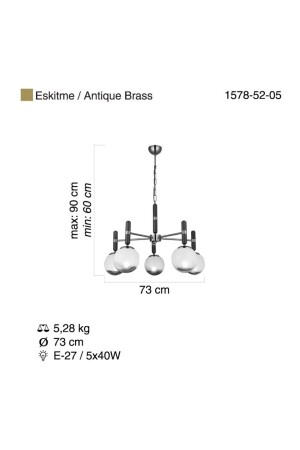 Trıno 5 Lı Antik Lak Avize 5xe27 1017 - 9