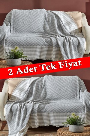 Trio Ikili Set Kızılcabölük Dokuma Koltuk Örtüsü Seti 170x210cm - 1