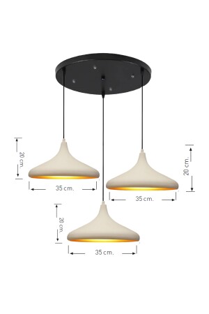 Triple Champion weiße Pendelleuchte, Esstisch, Wohnzimmer, Küche, Flur, Hotel, Ausstellungsraum, Café, BMM3019XXXX02 - 9