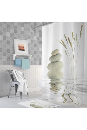 Tropical Stone And Reed Bathroom Shower Curtain Single Wing 1x180x200 BAPTHSTONEREED - 1