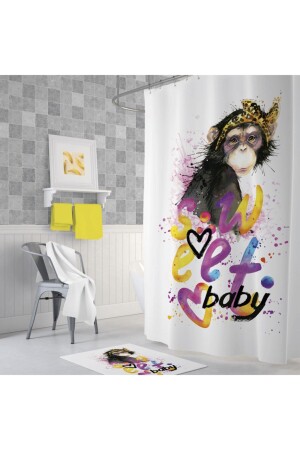 Tropical Sweet Baby Bathroom Shower Curtain Single Wing 1x120x200 BAPTROSWBBSTT120 - 1