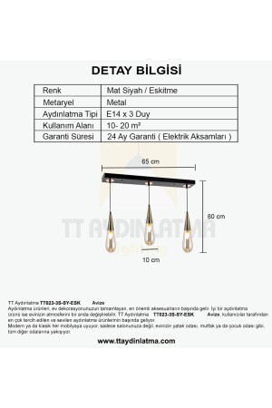 Tt023-3s-sy-esk Eskitme 3'lü Damla Modeli Sıralı Avize TT023-3S-SY-ESK - 6