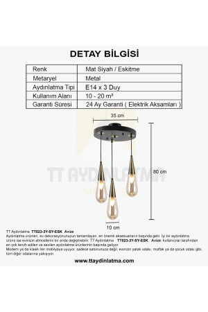 Tt023-3y-sy-esk Eskitme 3 Lü Damla Modeli Yuvarlak Avize TT023-3Y-SY-ESK - 5