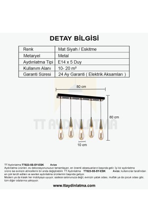 Tt023-5s-sy-esk Eskitme 5li Damla Modeli Sıralı Avize TT023-5S-SY-ESK - 6