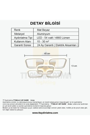 Tt302-4-1-by Kare Mat Beyaz 5 Li ( Beyaz Işık ) Led Avize TT302-4-1-BY-BYR - 9