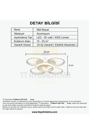 Tt304-4-1-by Yuvarlak Mat Beyaz 5 Li ( Gün Işığı ) Led Avize TT304-4-1-BY-GNR - 5