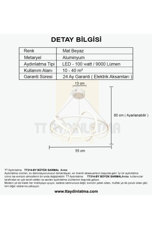 Tt314-by Büyük Sarmal Modeli Mat Beyaz ( 3 Renk Modüllü ) Led Avize TT314-BY-3RN BÜYÜK SARMAL - 6