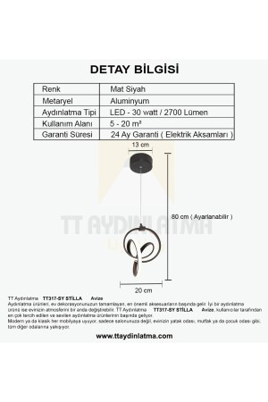 Tt317-sy Stilla Modeli Mat Siyah ( 3 Renk Işık Modüllü ) Led Avize TT317-SY-3RN STİLLA - 6