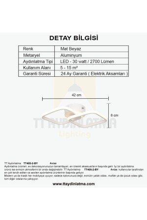 Tt405-2-by Mat Beyaz 2 Li Kare ( Sarı Işık ) Led Avize TT405-2-BY-SRR - 6