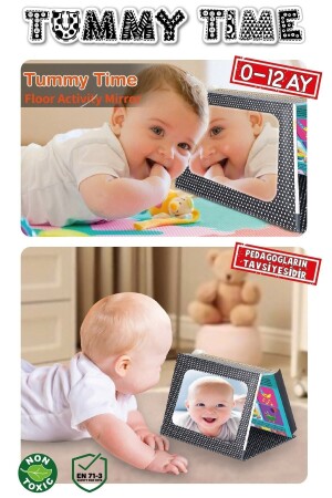 Tummy Time Mirrored First Intelligence Cards + Safe Baby Mirror - Lernkarten IQTUMx - 2