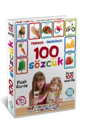 Türkçe - Ingilizce 100 Sözcük Bebek Eğitim Kelime Sözcük Kartı Oyunu Flash Cards WB-FCS-100 - 4