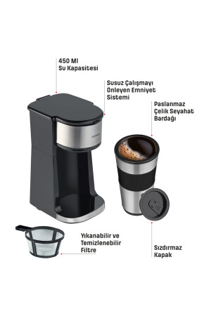 Tutku Travel Bpa-freie persönliche Filterkaffeemaschine mit Thermobecher GM7351 GM7351 - 7