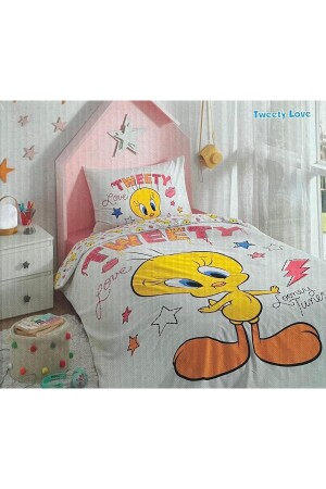 Tweety Love Tek Kişilik Lisanslı Lastikli Fitted Çarşaf Çocuk Nevresim Takımı - 2