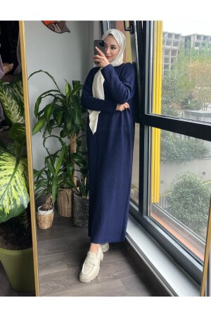 Übergroßes, locker geschnittenes Hijab-Kleid mit halbem Rollkragen aus Cord und Strickwaren, Größe 38–44 8S2GTQ8S - 3