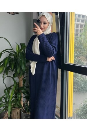 Übergroßes, locker geschnittenes Hijab-Kleid mit halbem Rollkragen aus Cord und Strickwaren, Größe 38–44 8S2GTQ8S - 5